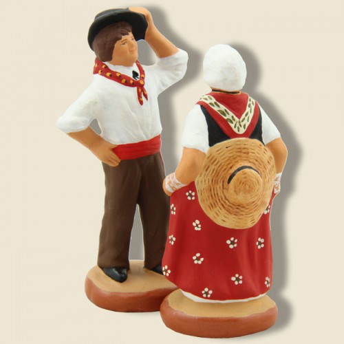 image: Dancing pair of provençal quadrille (red)