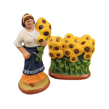 Lady with sunflowers 6 cm and sunflowers bush