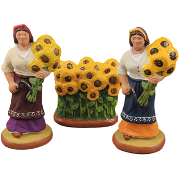 Ladies with sunflowers 9 cm and sunflowers bush