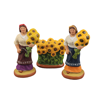 Ladies with sunflowers 6 cm and sunflowers bush