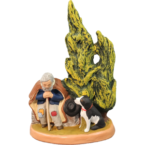 image: Berger et son chien sous cyprès