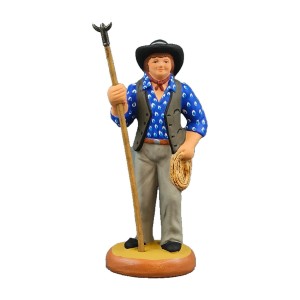 Gardian debout et son trident 9 cm chemise bleue