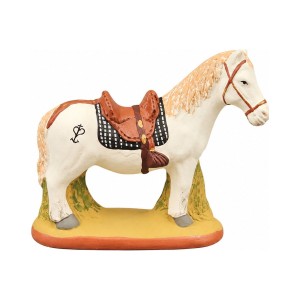 Cheval Blanc de Camargue en selle 6 cm