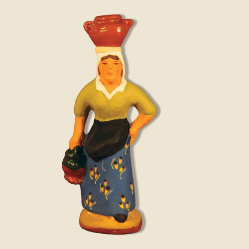 image: Woman carrying jars
